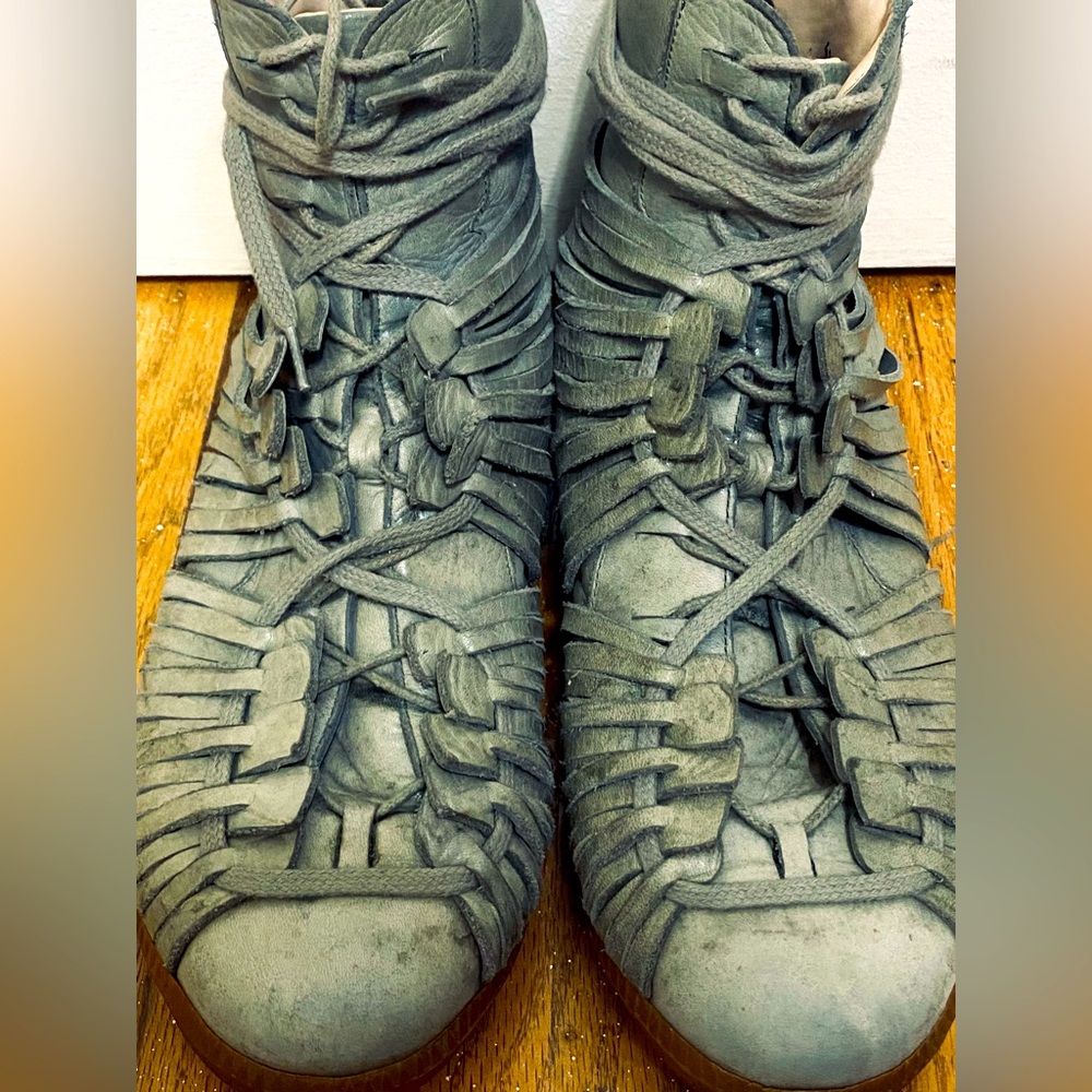 High top Rad Hourani gray leather sneakers